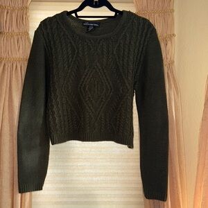 No Boundaries Olive Cable Knit Sweater